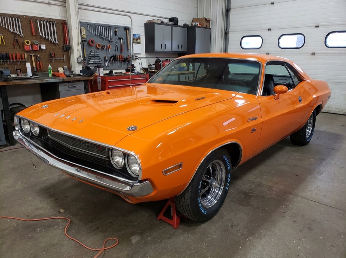 Classic Challenger being scoped in the shop